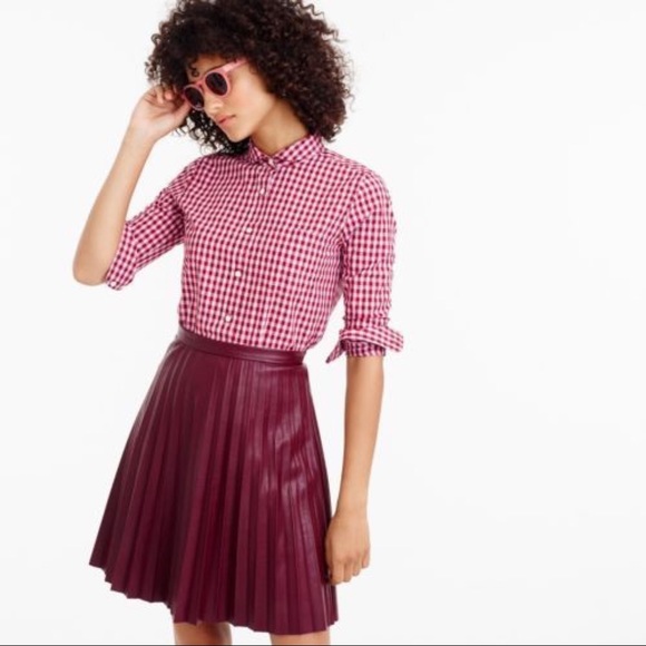 J. Crew Tops - J Crew Boy Shirt Gingham Top F4578 Burgundy Pink